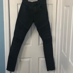 Black skinny stacked biker jeans 32X32